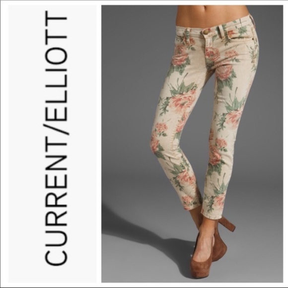 CURRENT/ELLIOTT Floral Skinny Jeans Size 24/0 - Picture 1 of 6
